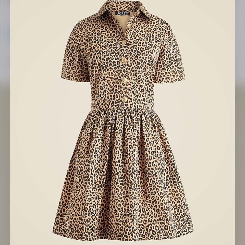 J. Crew A-line shirtdress in leopard chino